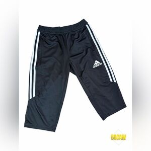 Adidas Black 3/4 Athletic Pants with White Stripes
